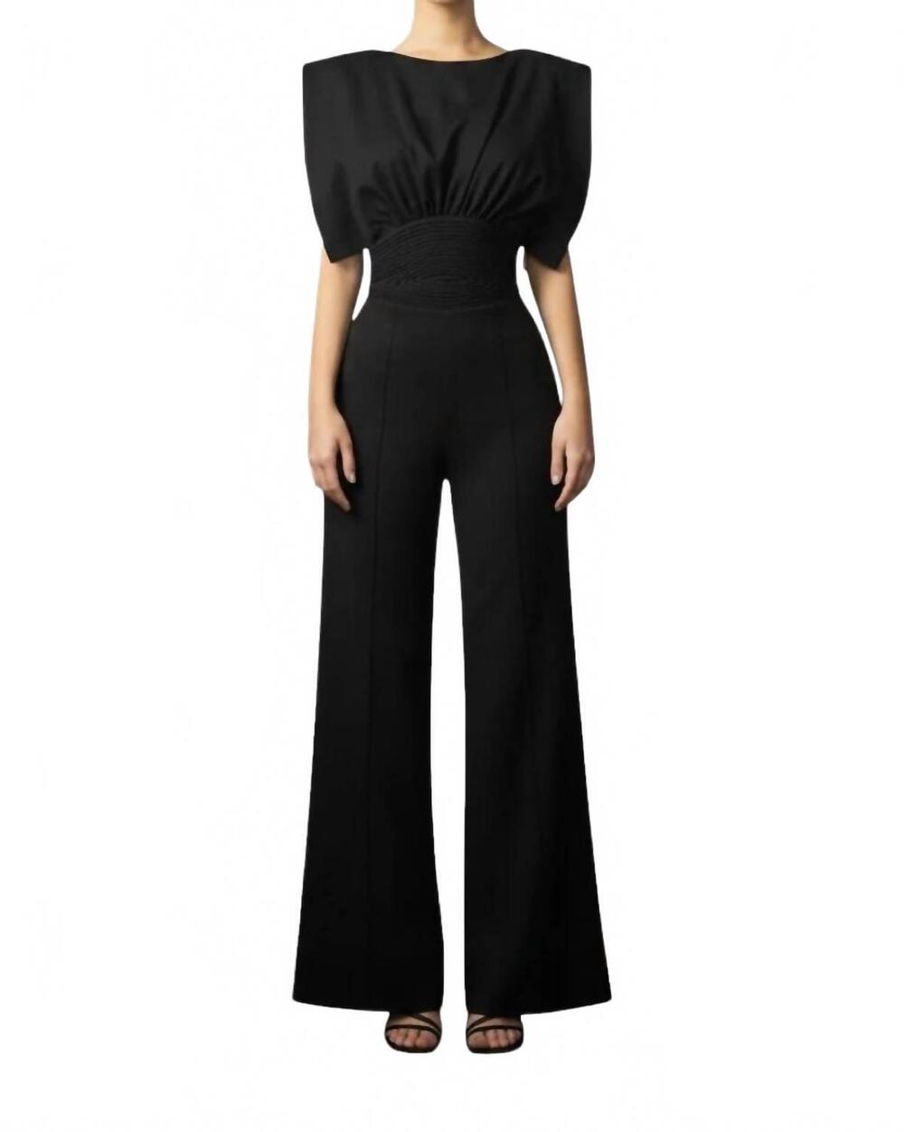 NEW ANDRES OTALORA lienzo abierto cotton jumpsuit in black